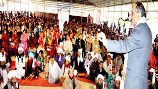 DyCM Dr Nirmal Singh addressing a public grievances redressal camp at Kathua on Sunday. DyCM Dr Nirmal Singh addressing a public grievances redressal camp at Kathua on Sunday.