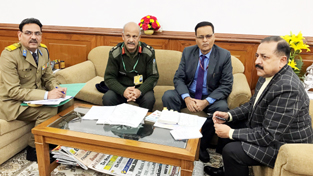 Union Minister Dr Jitendra Singh convening a high-level meeting of senior officers from BRO, Ministry of Road Transport & Highways and NHAI for appraisal of the current status of work on the landmark Chattergalla tunnel on Bhaderwah-Bani Highway. Union Minister Dr Jitendra Singh convening a high-level meeting of senior officers from BRO, Ministry of Road Transport & Highways and NHAI for appraisal of the current status of work on the landmark Chattergalla tunnel on Bhaderwah-Bani Highway.
