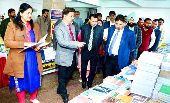 Minister for Education, Altaf Bukhari during visit to annual book fair at Teachers Bhawan, Jammu. Minister for Education, Altaf Bukhari during visit to annual book fair at Teachers Bhawan, Jammu.