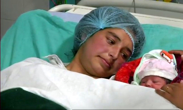 Terror attack victim woman Shahzada Khan along with newly born baby girl.