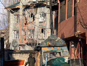 A building where two militants were killed at Karan Nagar, Srinagar on Tuesday. -Excelsior/Shakeel A building where two militants were killed at Karan Nagar, Srinagar on Tuesday. -Excelsior/Shakeel