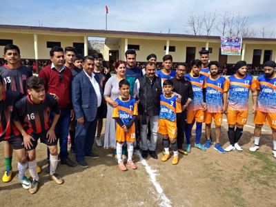 MLC Vikram Singh Randhawa inaugurating Football Academy in presence of young footballers and other dignitaries at SHS. MLC Vikram Singh Randhawa inaugurating Football Academy in presence of young footballers and other dignitaries at SHS.