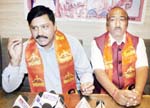 Shiv Sena leaders at a press conference at Jammu on Tuesday. Shiv Sena leaders at a press conference at Jammu on Tuesday.