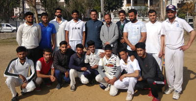 Selected J&K Tennis Ball Cricket team posing for a group photograph along with Divisional Sports Officer, J&KSSC in Jammu. Selected J&K Tennis Ball Cricket team posing for a group photograph along with Divisional Sports Officer, J&KSSC in Jammu.