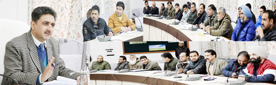 Deputy Commissioner, Khalid Jahangir reviewing development works during a meeting at Kupwara.