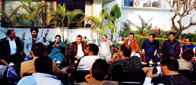 Deputy Chief Minister and other BJP Ministers during interactive meetings with party leaders at Jammu on Thursday. Deputy Chief Minister and other BJP Ministers during interactive meetings with party leaders at Jammu on Thursday.