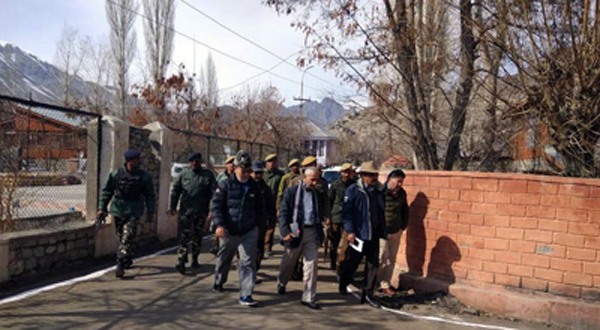 Dineshwar Sharma in Kargil on Monday. -Excelsior/Murtaza Dineshwar Sharma in Kargil on Monday. -Excelsior/Murtaza