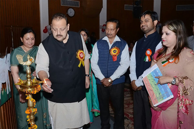 Provincial President National Conference Devender Singh Rana lighting ceremonial lamp during Annual Day celebration by Rain Drop Preschool in Jammu. Provincial President National Conference Devender Singh Rana lighting ceremonial lamp during Annual Day celebration by Rain Drop Preschool in Jammu.