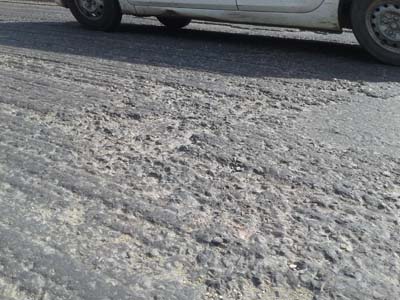 Damaged portion of National Highway in Kathua district. -Excelsior/Pardeep Damaged portion of National Highway in Kathua district. -Excelsior/Pardeep