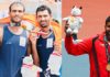 Indian rowers after clinching medals at Asiad (L) Rohan Manchanda Bopanna and Divij Sharan after claiming gold in Tennis at Jakarta in Indonesia .