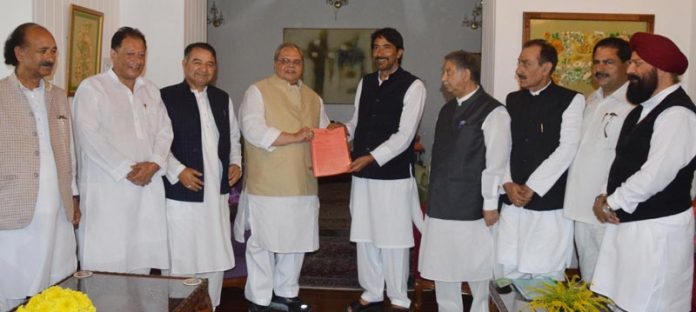 PCC delegation calling on Governor S P Malik in Srinagar on Friday.