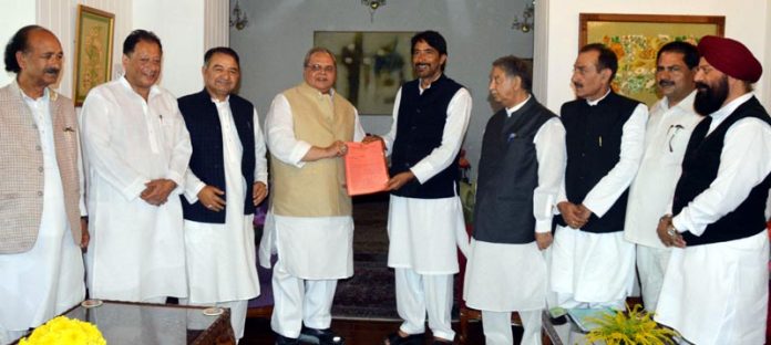 PCC delegation calling on Governor S P Malik in Srinagar on Friday.