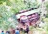 Ill fated bus lying in gorge near Poonch on Thursday. -Excelsior/harbhajan
