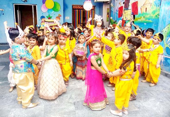 Children during Janmashtami celebrations. Children during Janmashtami celebrations.