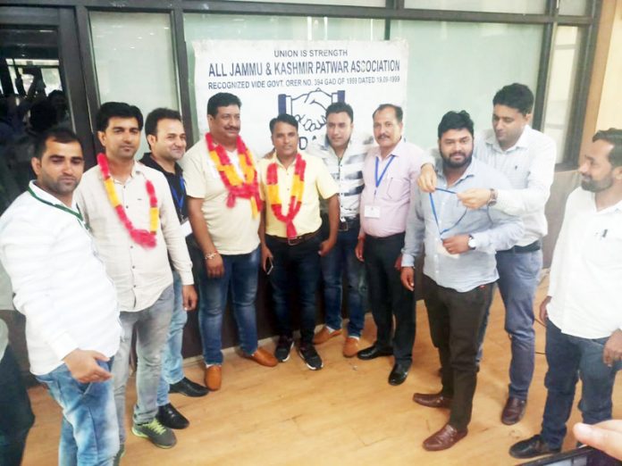 Newly elected tehsil president and other office bearers of Patwar Association.