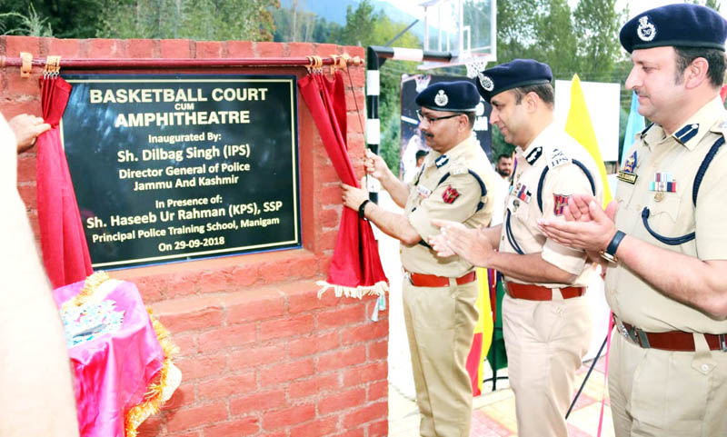 DGP Dilbag Singh inaugurating basketball court and amphi theatre at PTS Manigam. DGP Dilbag Singh inaugurating basketball court and amphi theatre at PTS Manigam.