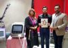 Cosmetologist, Mohit Narang, CEO, MediSpa Dermal Sciences along with others during the launch of Avant Garde Laser Machine at Jammu on Wednesday.