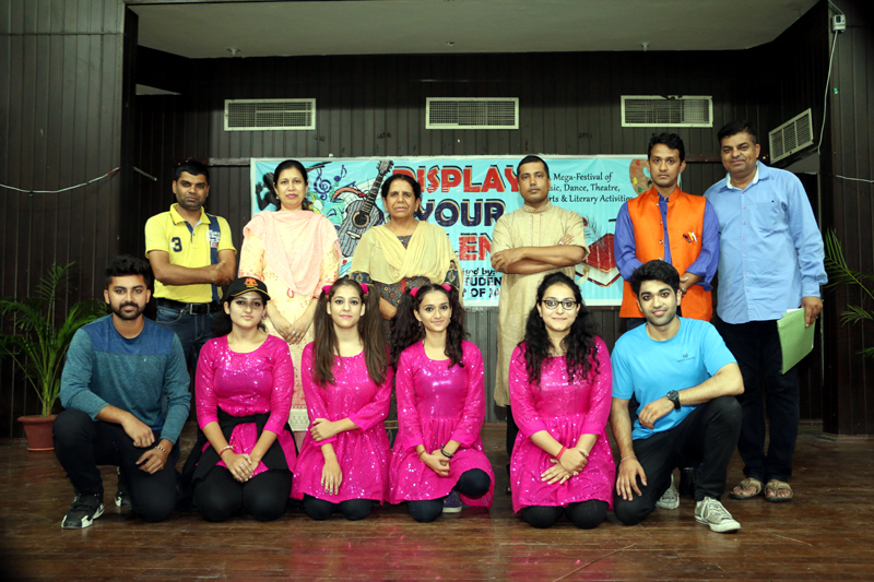 Winners of Skit competition during 'Display Your Talent' posing for a group photograph along with dignitaries at JU on Tuesday. Winners of Skit competition during 'Display Your Talent' posing for a group photograph along with dignitaries at JU on Tuesday.