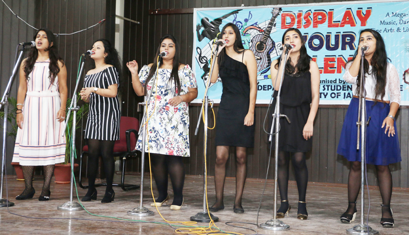 Students presenting singing item during ‘Display Your Talent’. Students presenting singing item during ‘Display Your Talent’.