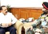 Union Minister Dr Jitendra Singh being briefed by Director General, Border Road Organization (BRO), Lt. Gen. Harpal Singh about various road projects in Kathua-Udhampur-Doda sector, on Friday.