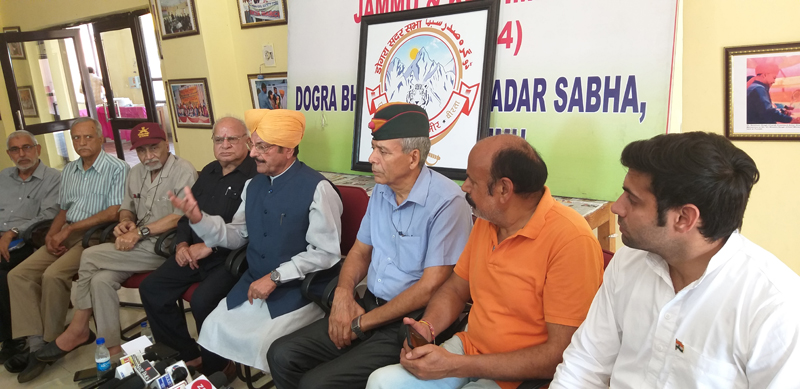 DSS president G S Charak addressing press conference in Jammu on Thursday. DSS president G S Charak addressing press conference in Jammu on Thursday.
