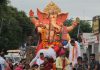 An idol of Lord Ganesha being taken for immersion in Jammu on Sunday. — Excelsior/Rakesh