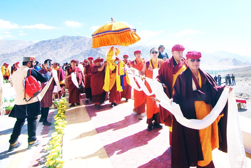 Holy relics of Naropa being brought to the Naro Photang in Ladakh.