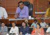 DC Ramesh Kumar chairing a meeting in Jammu on Thursday.