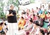 Devender Singh Rana addressing SSA teachers at venue of their indefinite chain hunger strike at Jammu on Friday.