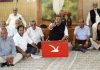 Devender Singh Rana chairing a meeting of NC leaders at Sher-e-Kashmir Bhawan Jammu on Saturday.