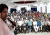 Senior Congress leader Raman Bhalla addressing public meeting in Gandhi Nagar on Tuesday.
