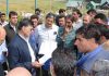 Advisor K Vijay Kumar interacting with officers of Forest & Wildlife Department in Gulmarg on Saturday.