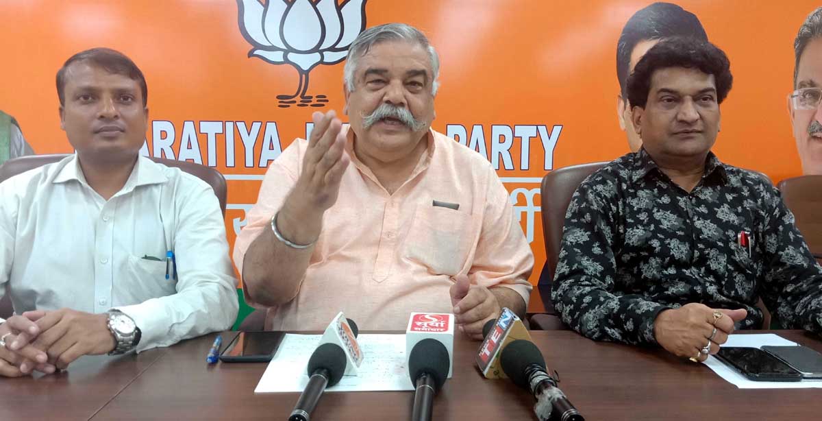 BJP leaders at a press conference at Jammu on Saturday. BJP leaders at a press conference at Jammu on Saturday.