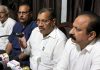 Sham Lal Langer addressing a press conference at Jammu on Friday. -Excelsior/Rakesh