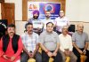 PCJ president, Ashwani Kumar and other executive committee members posing with first three winners of Ashok Sodhi Memorial Awards.