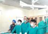 Two Cardiologists from Japan and HoD Cardiology Dr Sushil Sharma conducting a procedure in GMC Jammu on Tuesday.