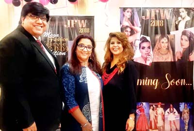 Pallab Bose, CEO, Jammu Fashion Show Week and other posing for photograph. Pallab Bose, CEO, Jammu Fashion Show Week and other posing for photograph.