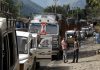 Traffic jam in Nashri sector of highway on Saturday. -Excelsior/Parvaiz