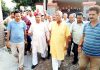 Sat Sharma, MLA, Jammu West, during his visit to Ward 35 on Tuesday.