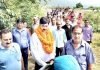 MLA Pawan Gupta and locals at the launching of work on lane & drain at Sangoor in Udhampur.