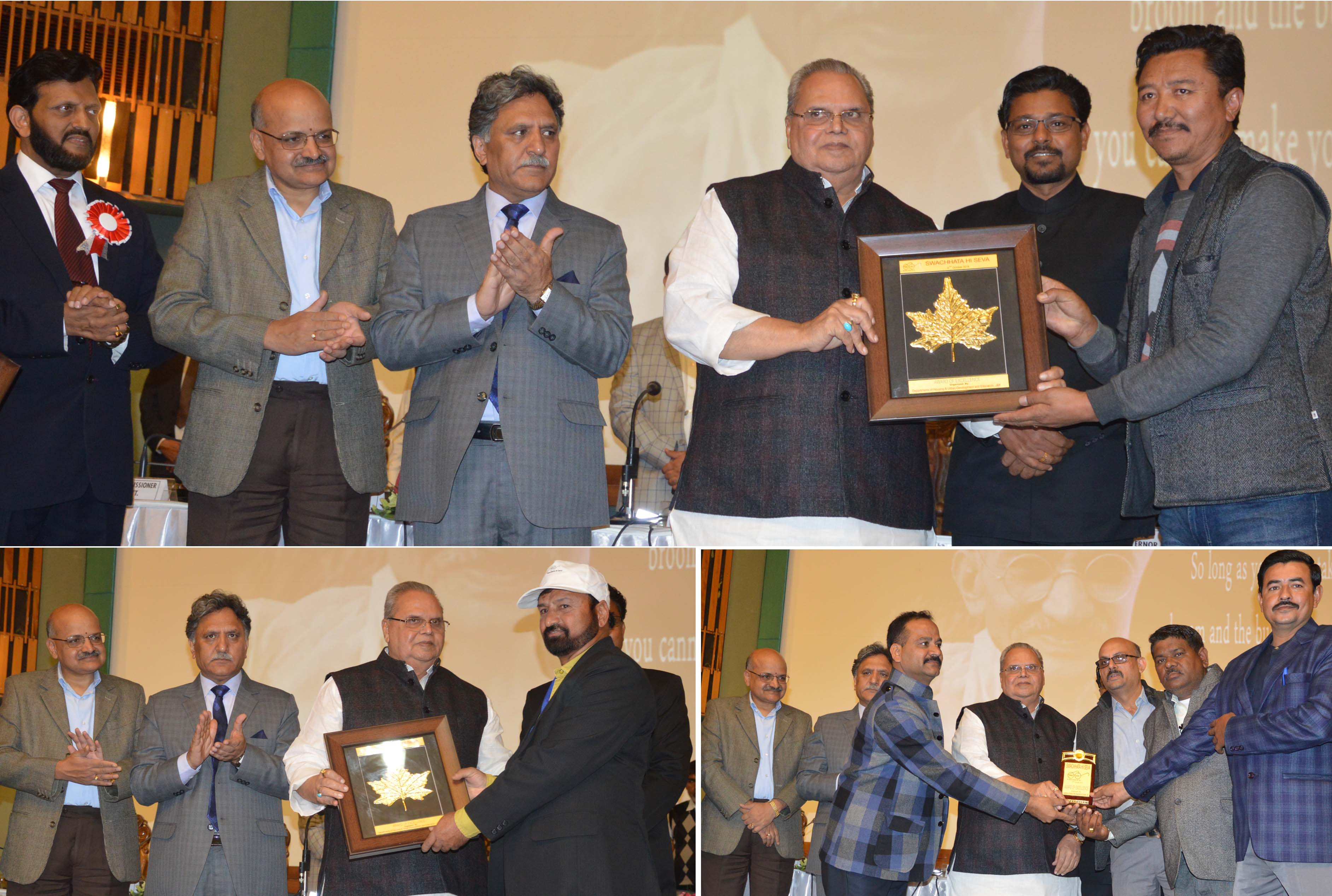 Governor felicitating participants of Swachhata Hi Seva Campaign