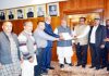 A delegation from Thakrie, Kishtwar submitting a memorandum to the Governor, Satya Pal Malik at Srinagar on Saturday.