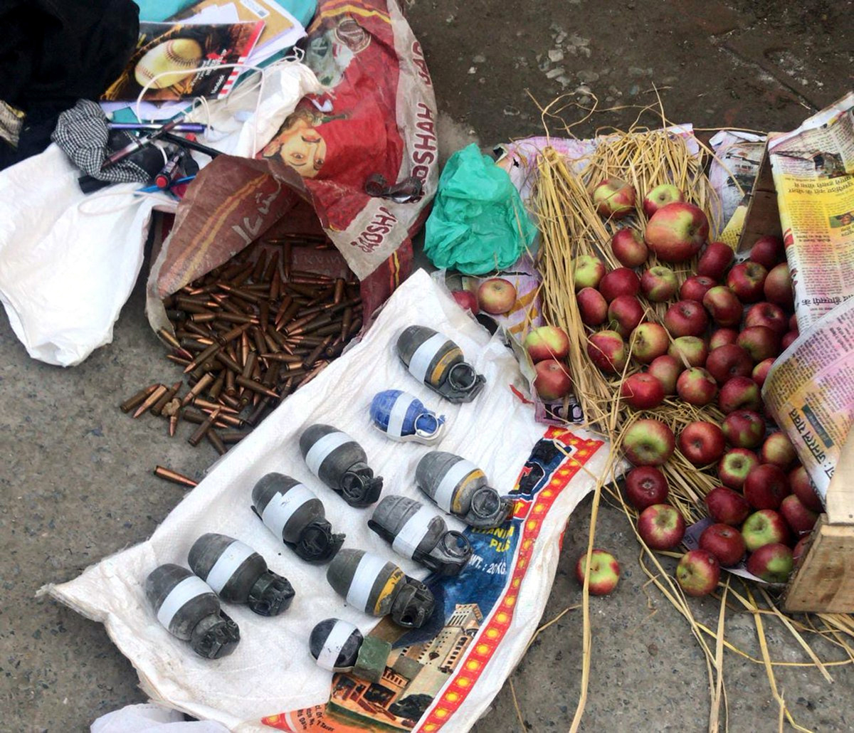 Explosive and ammunition recovered from three arrested militants in Srinagar on Monday. Explosive and ammunition recovered from three arrested militants in Srinagar on Monday.