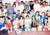 Young paddlers posing along with chief guest Devinder Singh Rana and other dignitaries during valedictory function in Jammu on Thursday.
