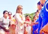 ADC Jammu Suraiya Jabeen interacting with players while inaugurating Khelo India Games at HS Gandhi Nagar in Jammu.