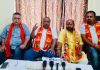 Shiv Sena leaders at a press conference at Bari- Brahmana on Friday.