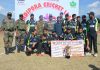 Winners of Bandipora Premier League posing along with Army Officers and Officials on Wednesday.