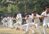 Players in action during Tug-of-War Tournament at Government Polytechnic Bikram Chowk Jammu on Wednesday.