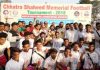 Winners of Chhatra Shaheed Memorial Football Tournament posing for a group photograph along with MLA Ch Lal Singh and other dignitaries at GGM Science College ground on Wednesday.