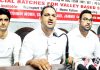Office bearers of Voice Institute of Learning and Excellence addressing media persons in Jammu. -Excelsior/Rakesh